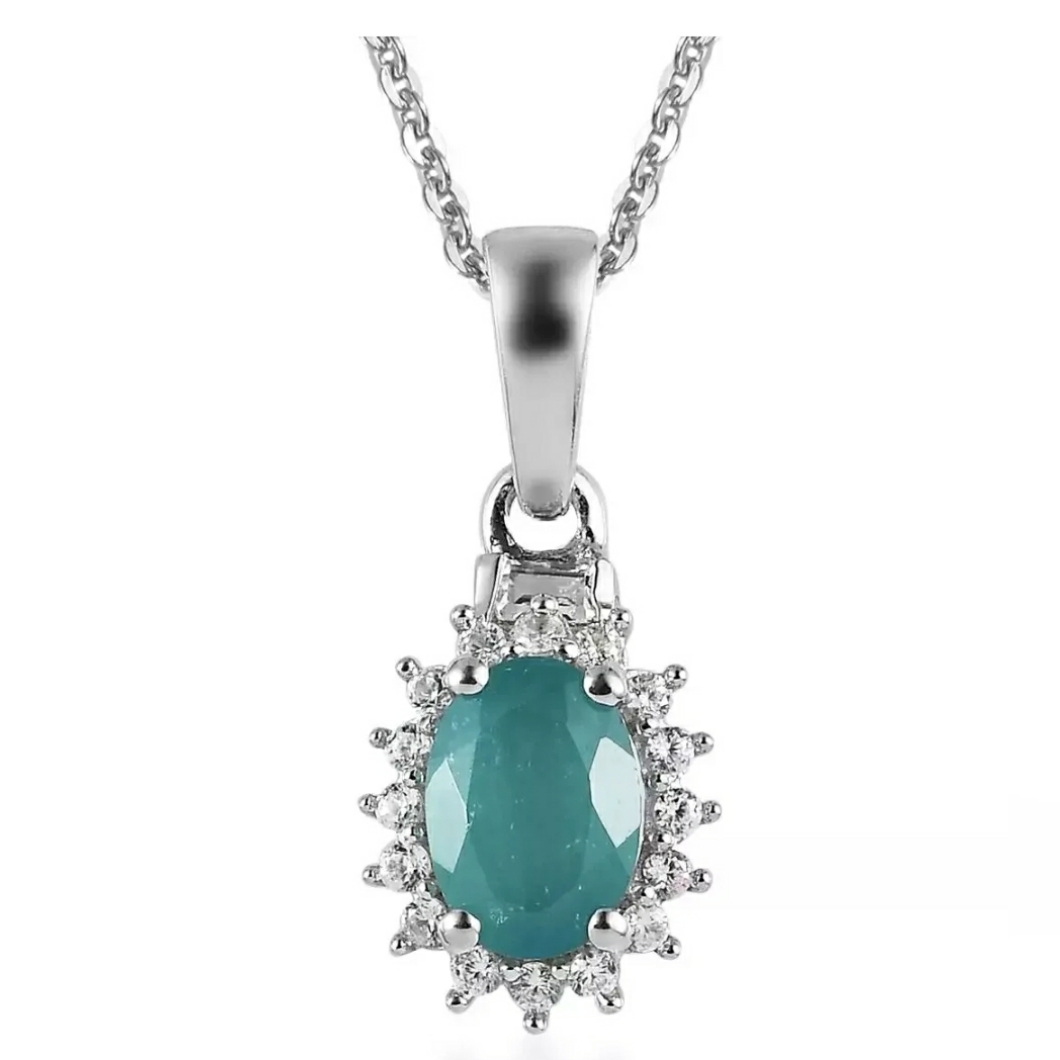 Nwot Rare Grandidierite Halo Pendant Necklace